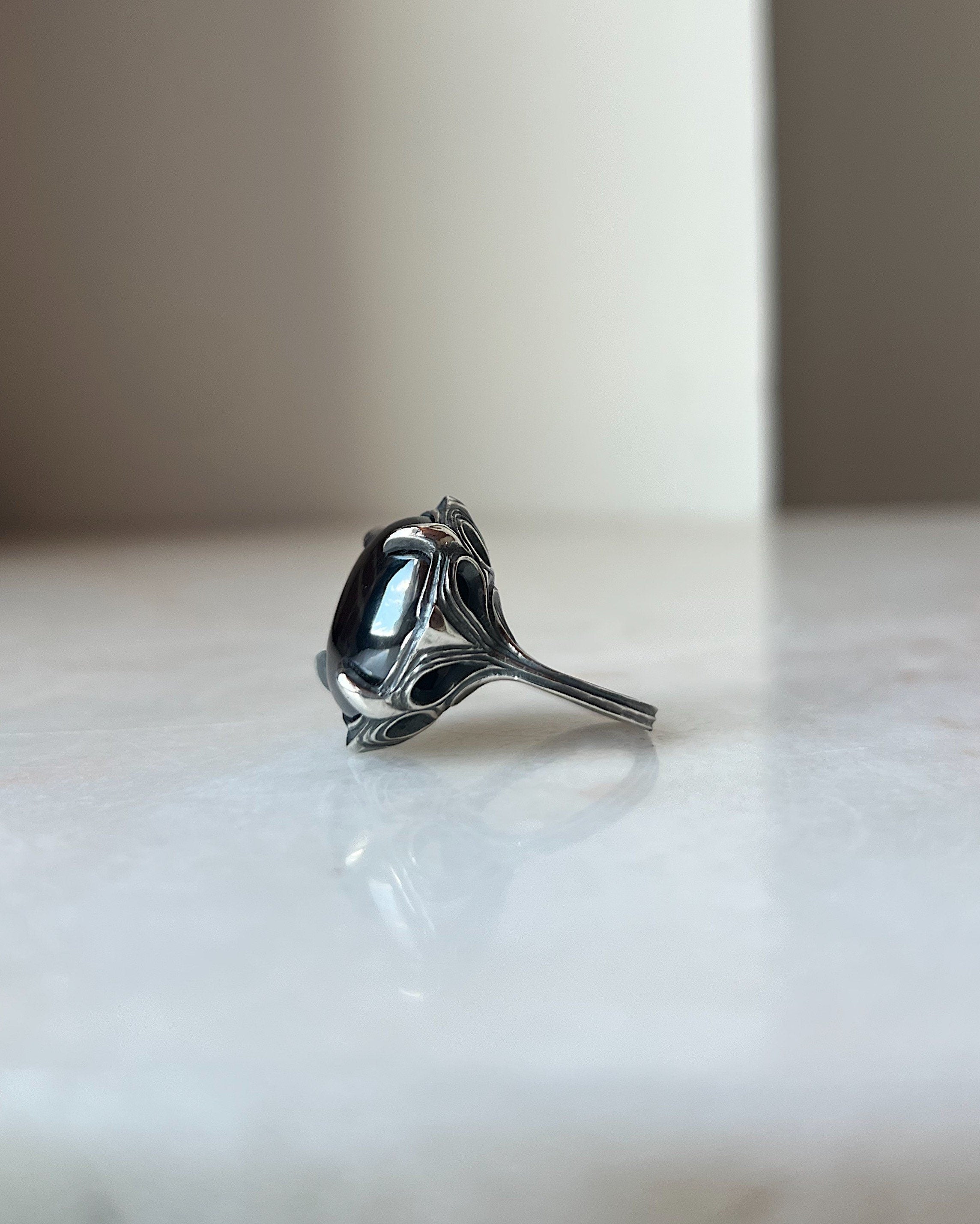 Hematite hot sale engagement ring