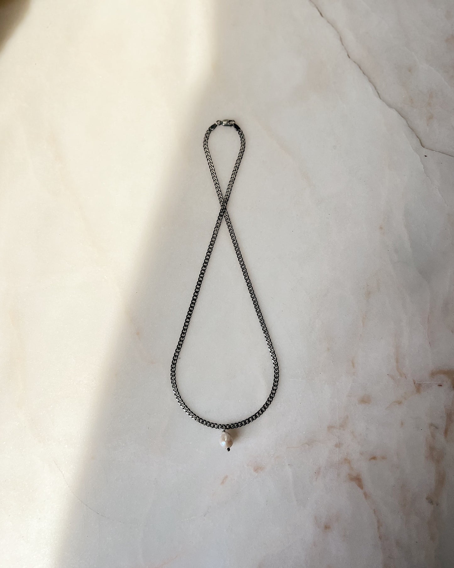Rain // Single Baroque Pearl Charm Necklace