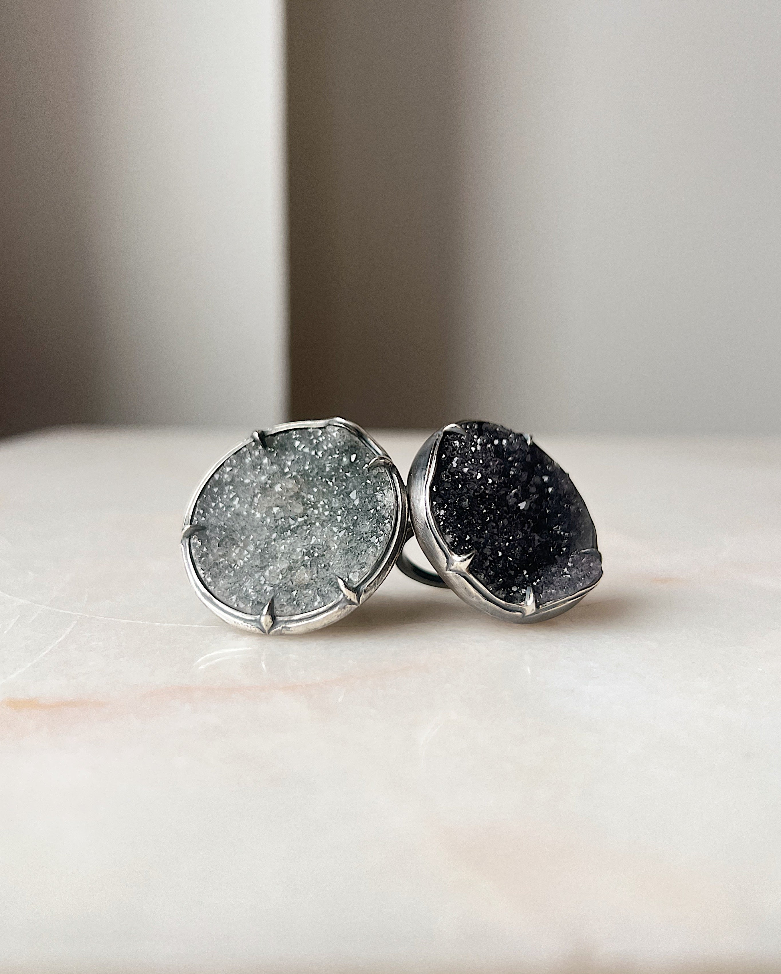 Full Moon // Silver + Druzy Quartz