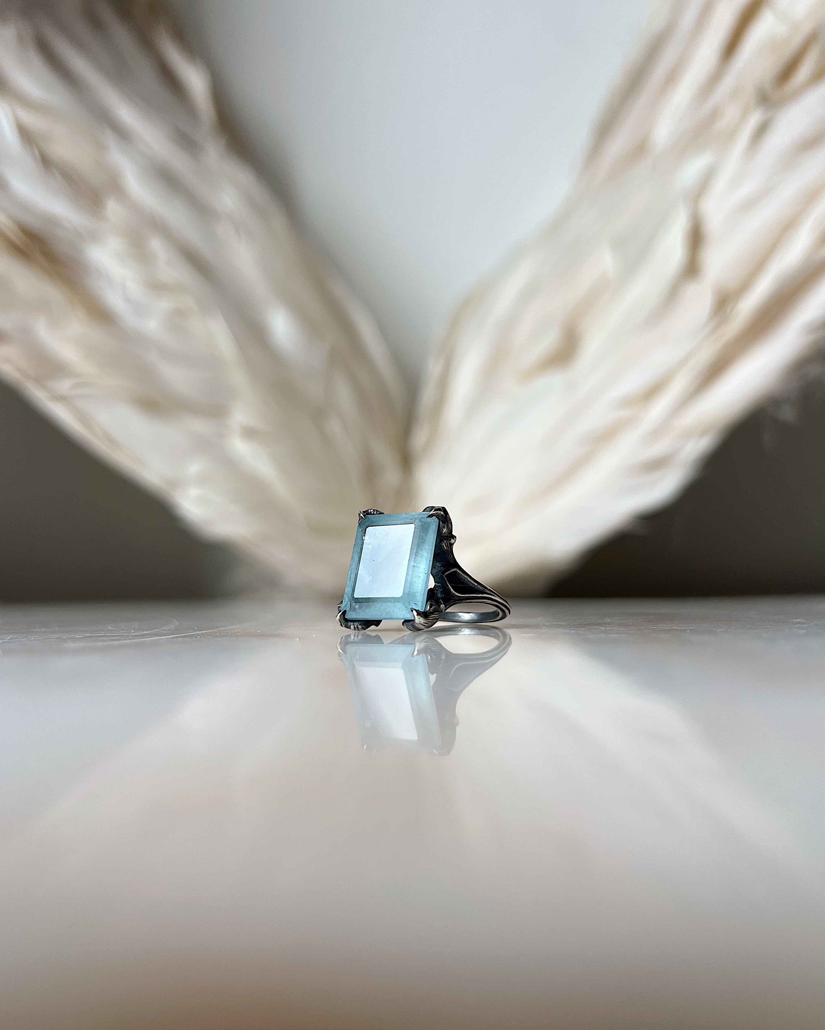 Cradled Sky // Silver + Moss Aquamarine