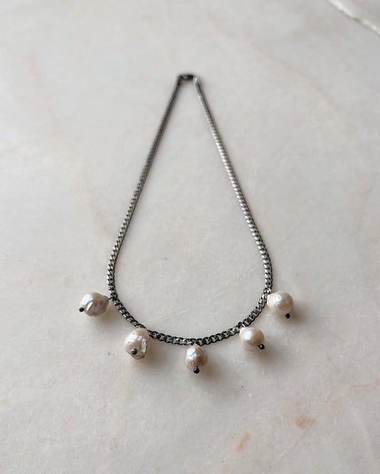Rain // Baroque Pearl Charm Necklace