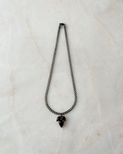 The Sharpest Thorn II // Gemstone Charm Necklace Heavy Curb Chain