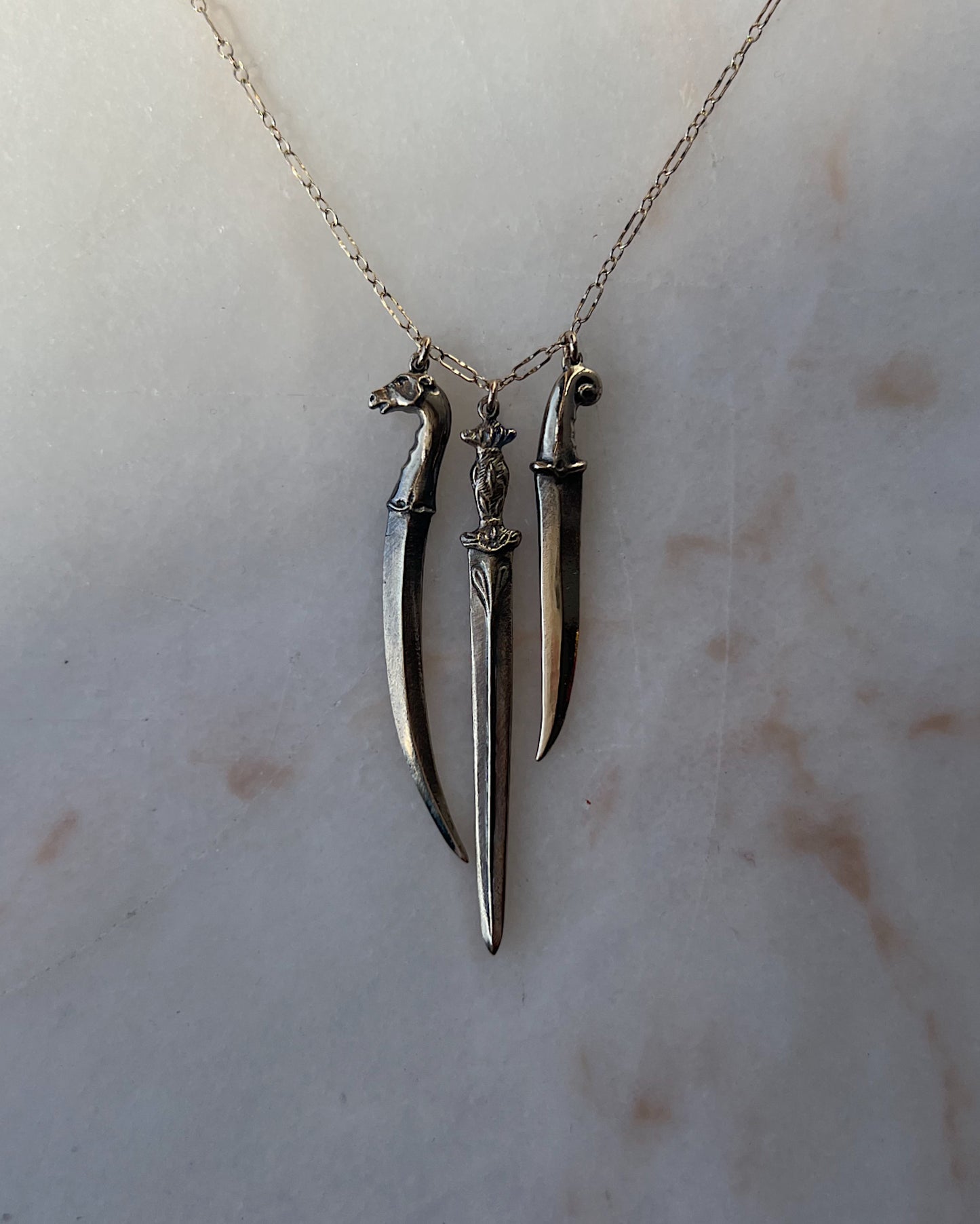The Ceremony // Three Dagger Necklace // 14k Gold – Ecclesia