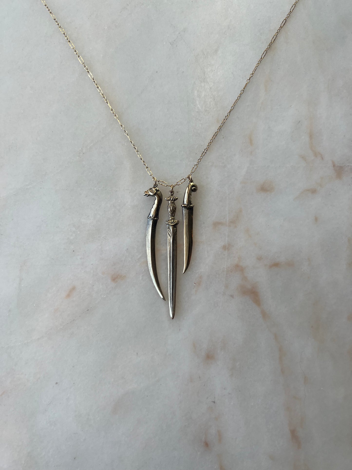 The Ceremony // Three Dagger Necklace // 14k Gold