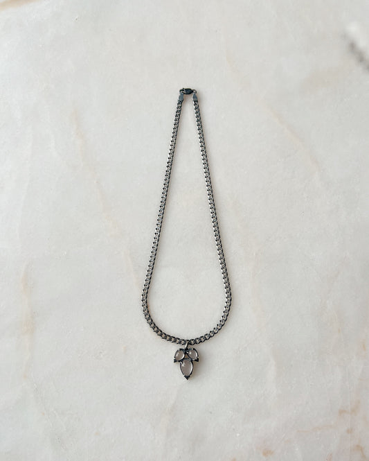 The Sharpest Thorn II // Gemstone Charm Necklace Heavy Curb Chain