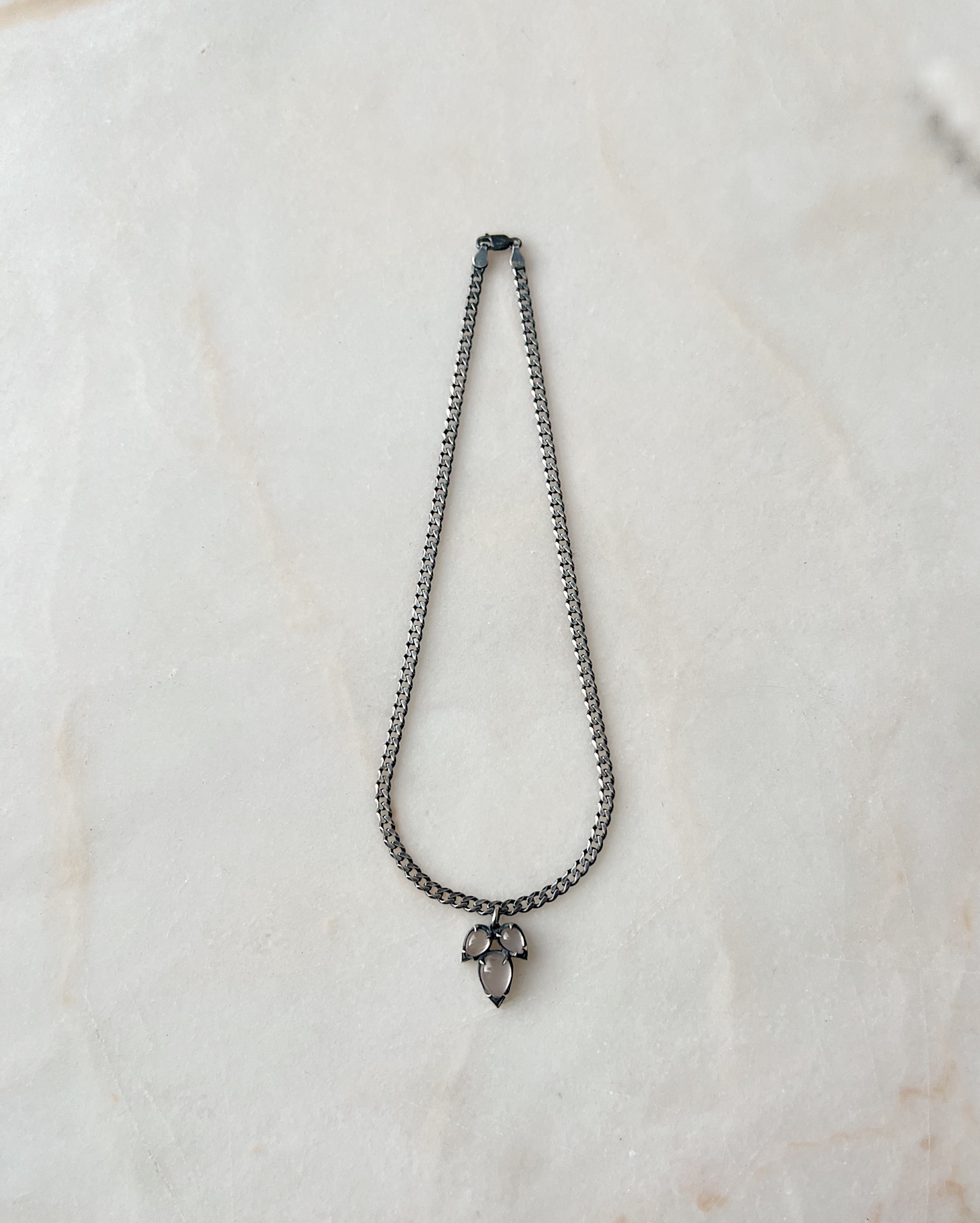 The Sharpest Thorn II // Gemstone Charm Necklace Heavy Curb Chain