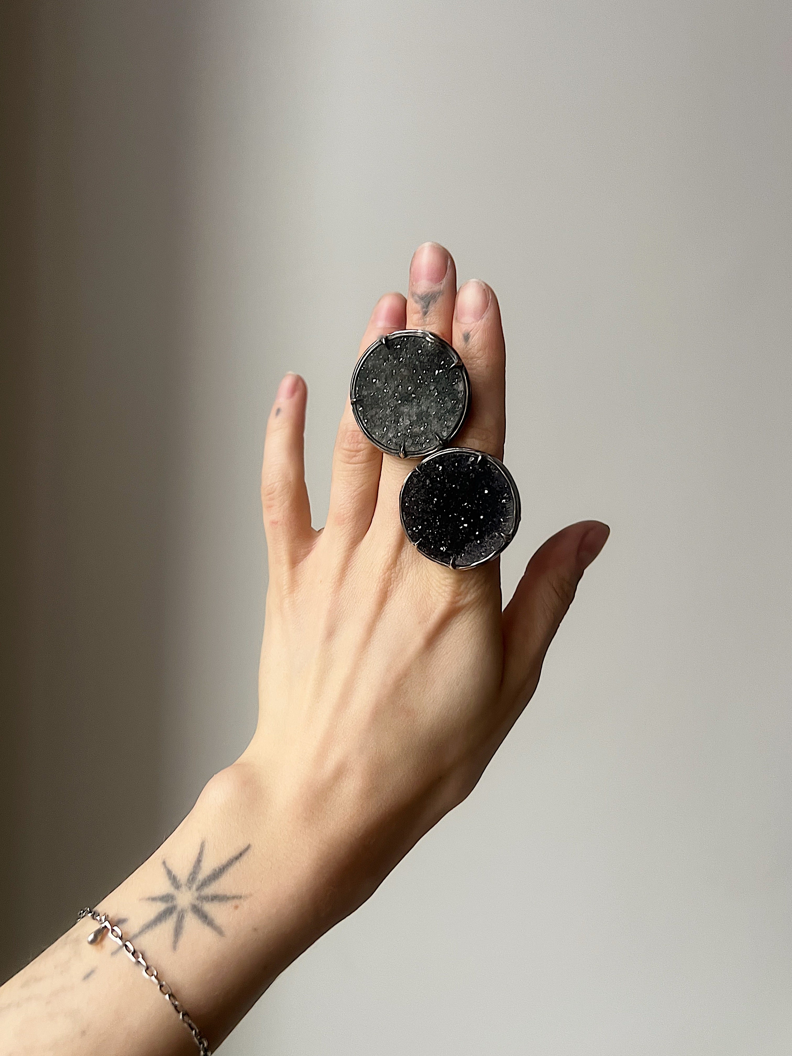 New Moon // Silver + Druzy Quartz