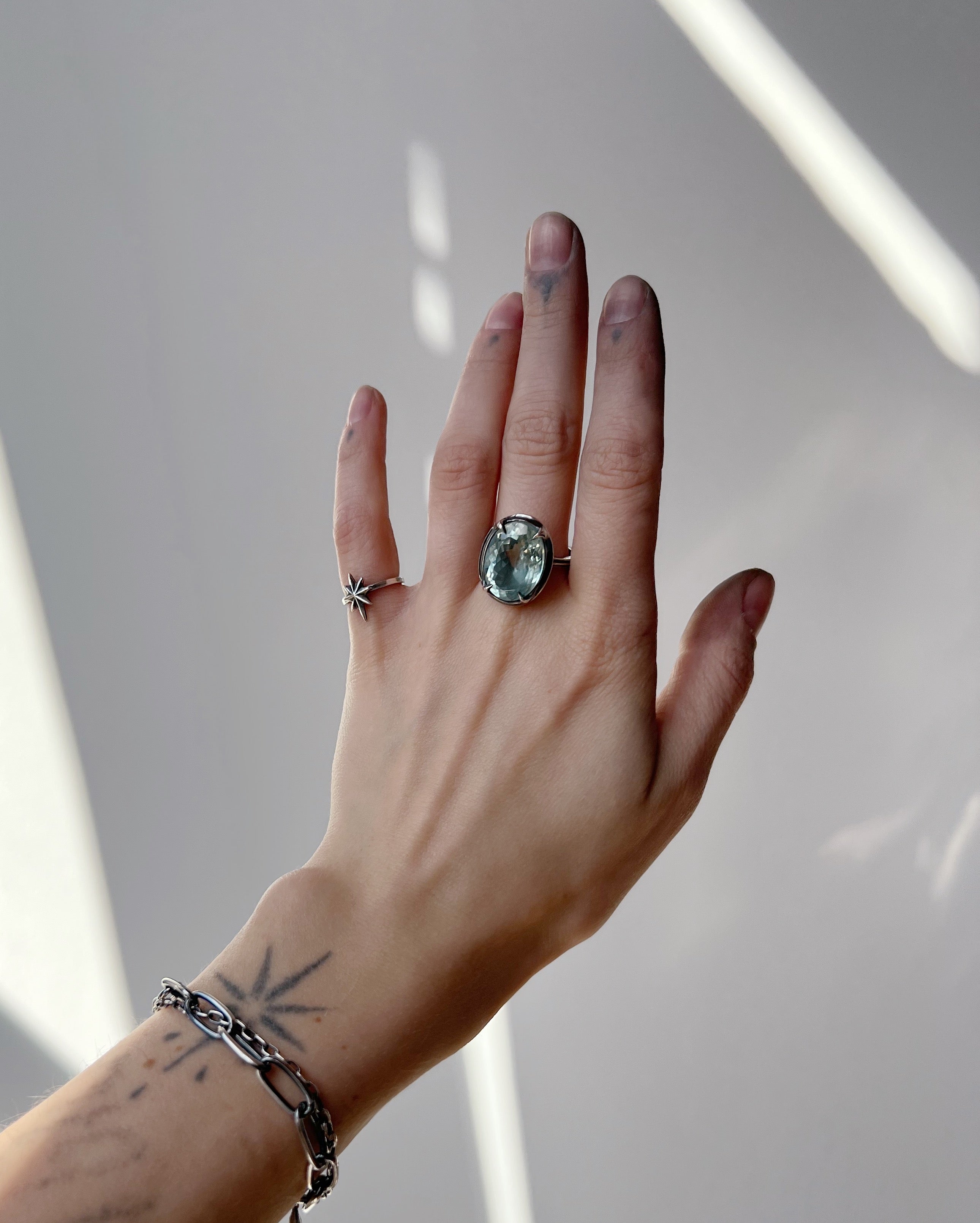 Halo // Silver + Aquamarine