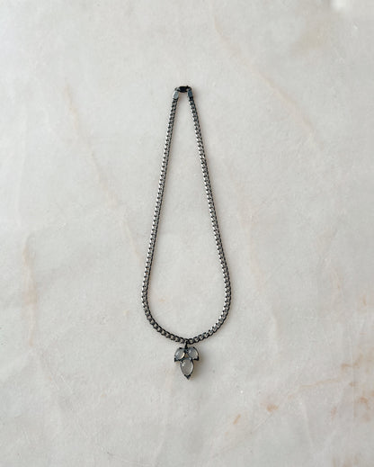 The Sharpest Thorn II // Gemstone Charm Necklace Heavy Curb Chain