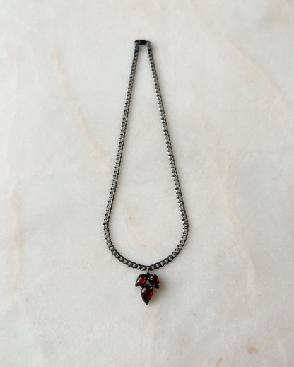 The Sharpest Thorn II // Gemstone Charm Necklace Heavy Curb Chain