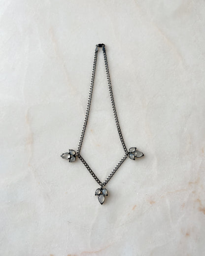 Triple Thorn // Gemstone Charm Necklace Heavy Curb Chain