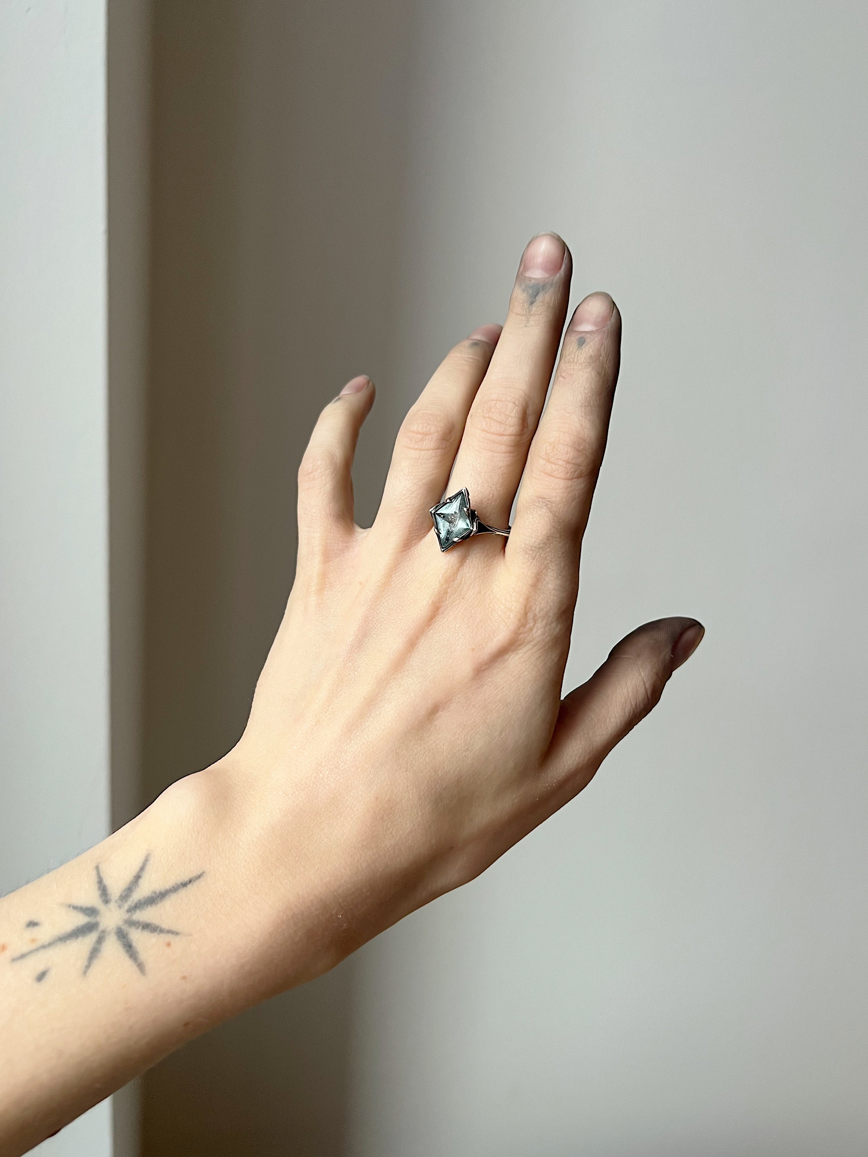 Snow Queen // Silver + Aquamarine Sunstone